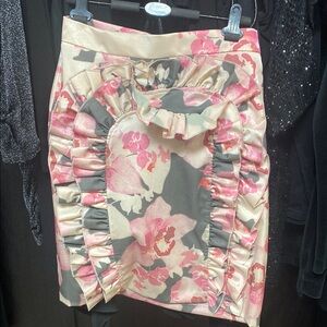 Floral Ruffle Skirt - Pink and Cream